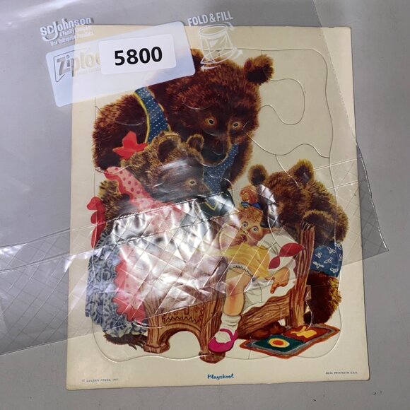Vintage Playskool Goldilocks & The Three Bears Wooden Puzzle 5800 - Picture 3 of 3